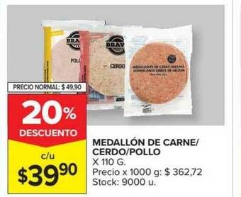 Carrefour Market Medallón De Carne Cerdo Pollo x 110g oferta