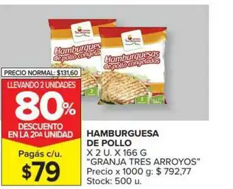 Carrefour Market "Granja Tres Arroyos" Hamburguesa De Pollo x 2 u x 166g oferta