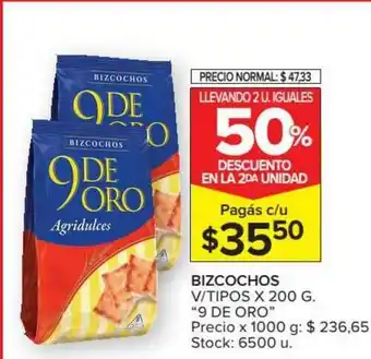 Carrefour Market "9 De Oro" Bizcochos V Tipos x 200g oferta