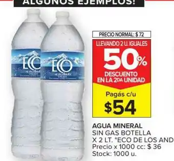 Carrefour Market Agua Mineral Sin Gas Botella x 2 lt. oferta