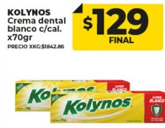 Supermayorista Vital Kolynos Crema Dental Blanco c/cal x 70gr oferta