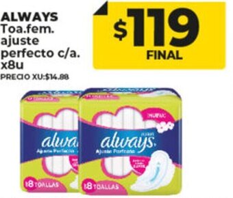 Supermayorista Vital Always Toa. Fem. Ajuste Perfecto c/a. x 8u oferta