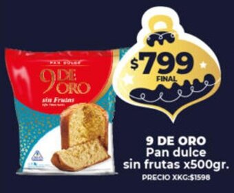 Supermayorista Vital 9 De Oro Pan Dulce Sin Frutas x 500gr oferta