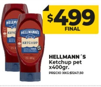 Supermayorista Vital Hellmann's Ketchup Pet x 400gr oferta