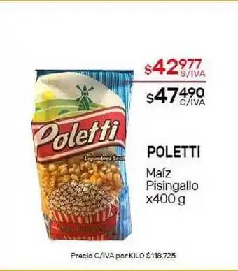 Nini Mayorista Poletti Maíz Pisingallo x400g oferta