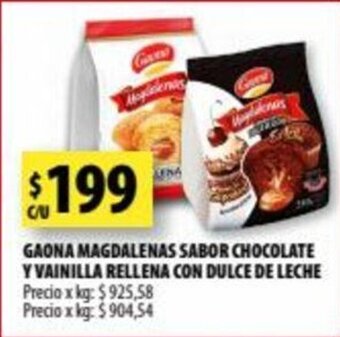 Punto Mayorista Gaona Magdalenas Sabor Chocolate Y Vainilla Rellena Con Dulce De Leche oferta