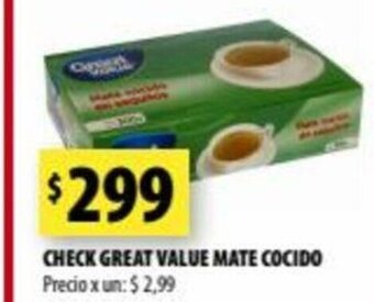 Punto Mayorista Check Great Value Mate Cocido oferta