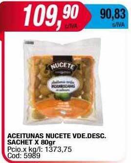 Maxiconsumo Aceitunas nucete vde.desc. sachet oferta
