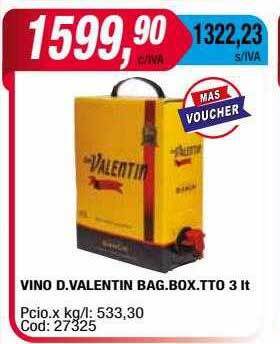 Maxiconsumo Vino d. valentin bag.box.tto oferta