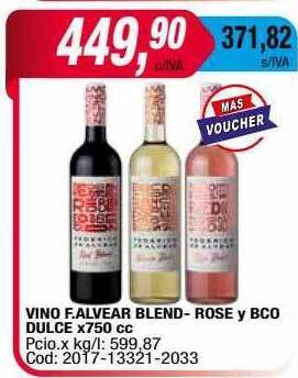 Maxiconsumo Vino f.alvear blend- rose y bco dulce oferta