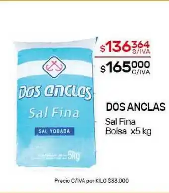 Nini Mayorista Dos Anclas Sal Fina Bolsa x5kg oferta