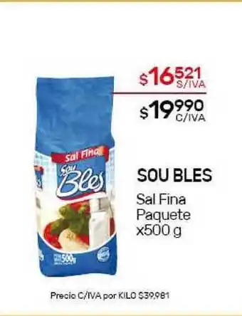 Nini Mayorista Sou Bles Sal Fina Paquete x500g oferta