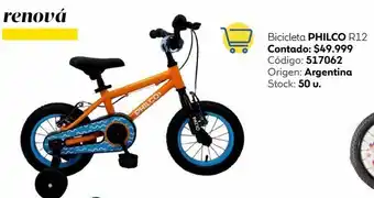 Coppel Bicicleta infantil patio rodado 12 naranja philco fkp12av010mn philco oferta