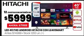 Walmart Led 40 fhd android hitachi cdh le40smart oferta
