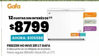 Walmart Freezer ho inve 281 lt gafa oferta