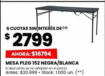 Walmart Mesa pleg 152 negra/blanca oferta