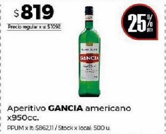 Disco Aperitivos gancia x 950cc oferta