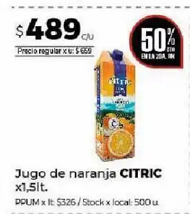 Disco Jugo de naranja citric x 1.5l oferta