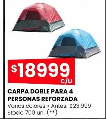 Walmart Carpa doble para 4 personas reforzada oferta