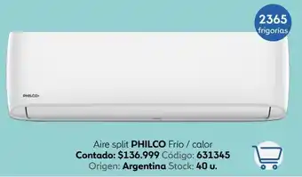 Coppel Aire acondicionado philco split frío/calor blanco phs25ha4cn oferta