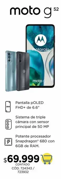 Coppel Celular motorola g52 6gb 128gb oferta