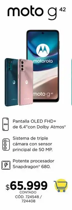 Coppel Celular motorola g42 rosa 4gb 128gb oferta