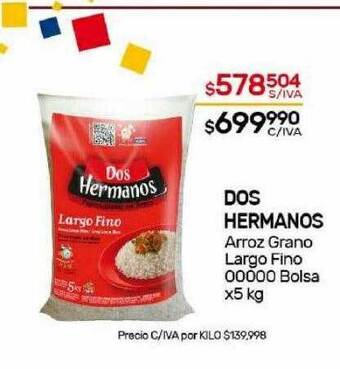 Nini Mayorista Dos hermanos arroz grano largo fino 00000 bolsa oferta