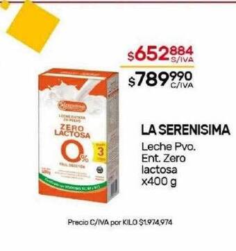 Nini Mayorista La serenisima leche pvo. ent. zero lactosa oferta