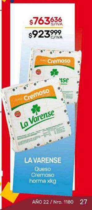 Nini Mayorista La varense queso cremoso horma oferta