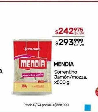 Nini Mayorista Mendia sorrentino jamón mozza oferta