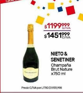 Nini Mayorista Nieto & senetiner champaña brut nature oferta