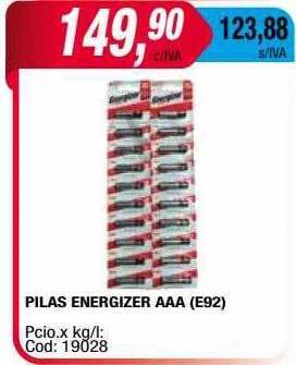 Maxiconsumo Pilas energizer aaa e92 oferta