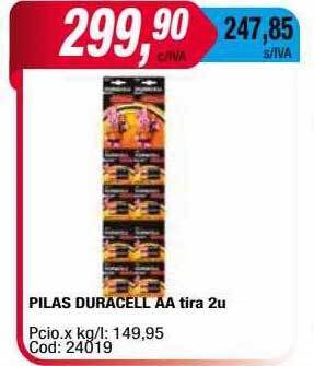 Maxiconsumo Pilas duracell aa tira 2u oferta