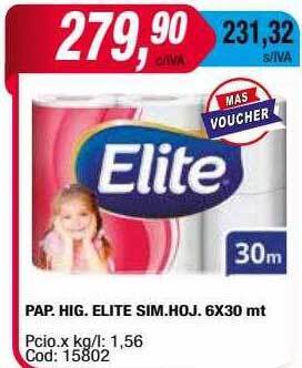 Maxiconsumo Pap. hig. elite sim.hoj. oferta