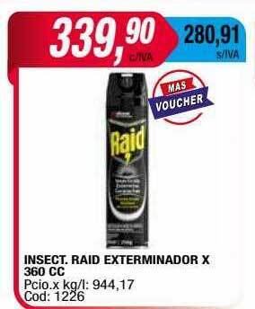 Maxiconsumo Insect. raid exterminador x 360 cc oferta