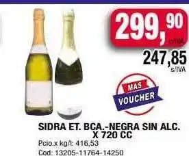 Maxiconsumo Sidra et. bca. -negra sin alc. x 720 cc oferta