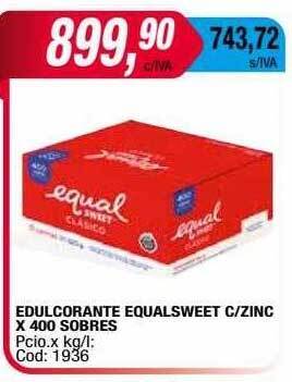 Maxiconsumo Edulcorante equalsweet c zinc oferta