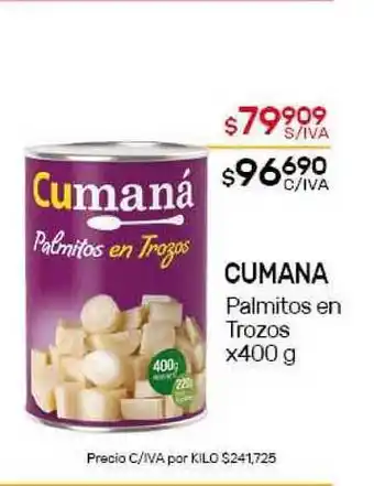 Nini Mayorista Cumana Palmitos en Trozos x400g oferta