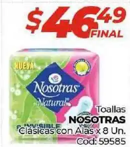 Diarco Nosotras Toallas Clásicas con Alas x 8 Un oferta