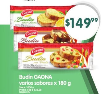 Supermercados Buenos Días Budín Gaona - Varios Sabores x 180g oferta