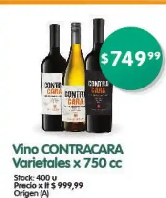 Supermercados Buenos Días Vino Contracara Varietales x 750 cc oferta