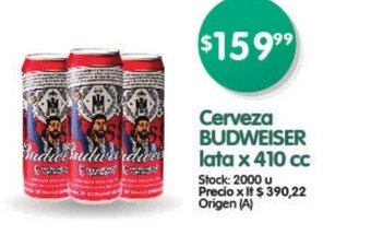 Supermercados Buenos Días Cerveza Budweiser lata x 410 cc oferta