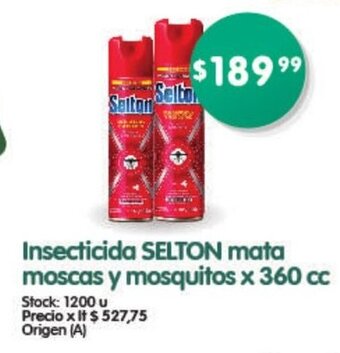 Supermercados Buenos Días Insecticida Selton mata moscas y mosquitos x 360 cc oferta