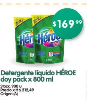 Supermercados Buenos Días Detergente Líquido Héroe doy pack x 800ml. oferta