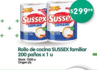 Supermercados Buenos Días Rollo de Cocina Sussex Familiar 200 Paños x 1u oferta
