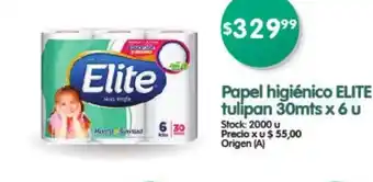 Papel Higiénico Elite tulipan 30 mts x 6 u,