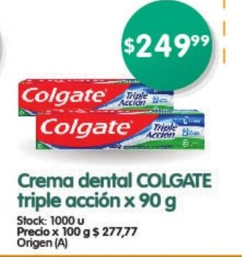 Supermercados Buenos Días Crema Dental Colgate Triple Acción x 90g oferta