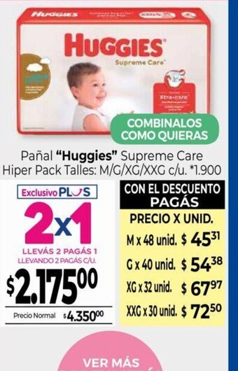 La Anonima Pañal Huggies Supreme Care Hiper Pack Talles oferta