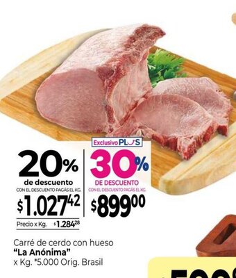 La Anonima Carré de cerdo con hueso La Anónima oferta