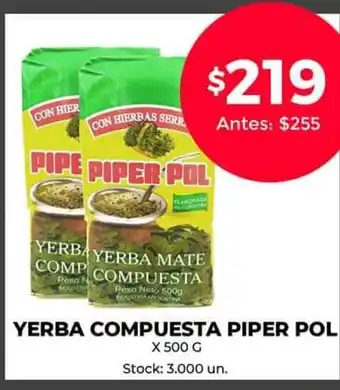 Supermercados Tadicor Yerba Compuesta Piper Pol x 500 g, oferta